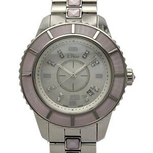 DIOR/ChristianDior Crystal Silver Pink Women's Wrist Watch 532-080425